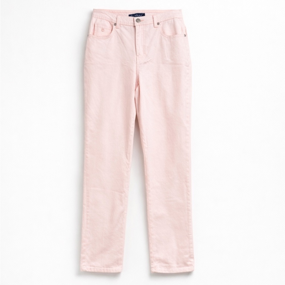 Womens Blush Pink Denim Jeans Size 6 Stretch Cotton‎ Mid Rise Straight Leg Pants
